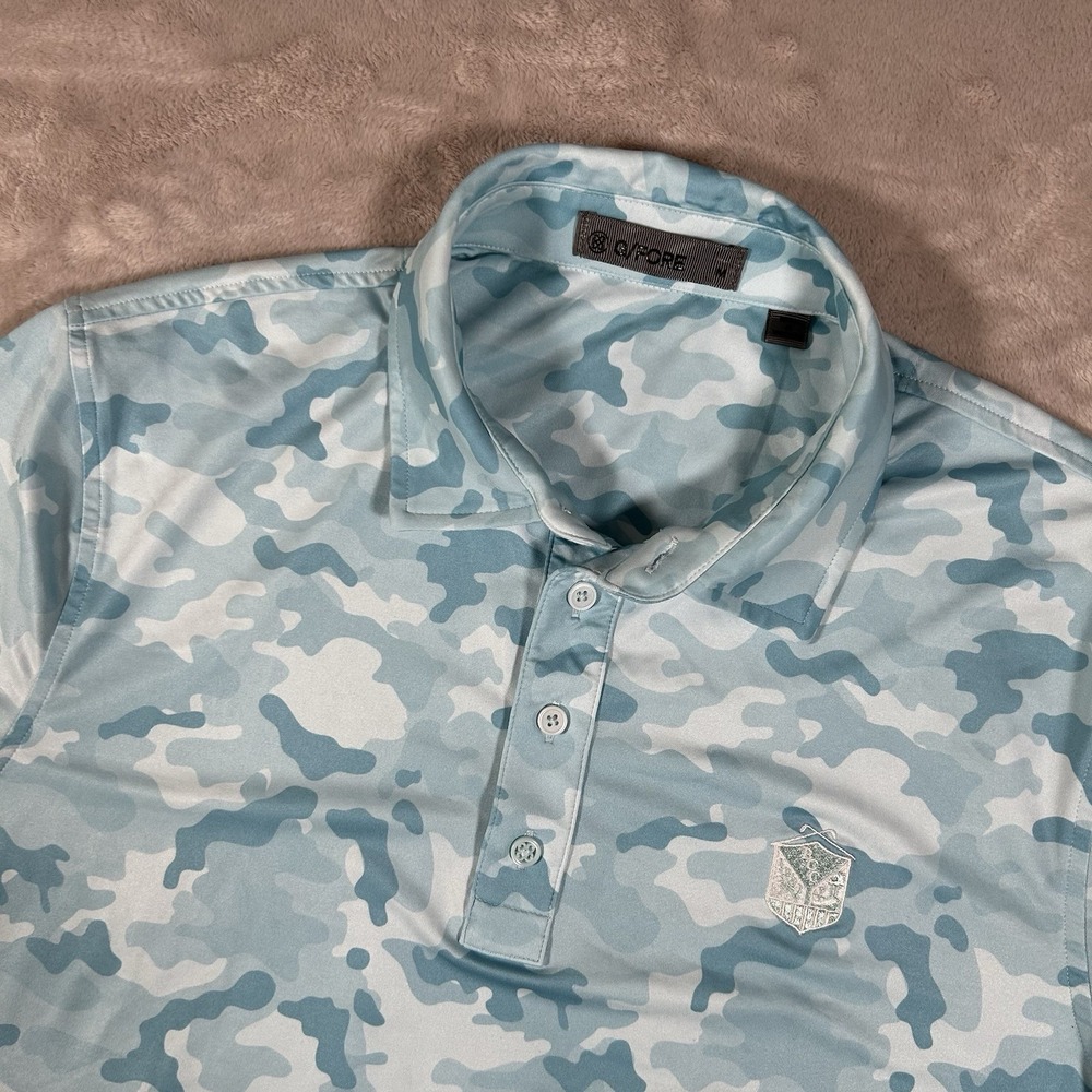 G/Fore Gradient Golf Polo Shirt Mens Medium Blue Camo Performance Stretch Polo